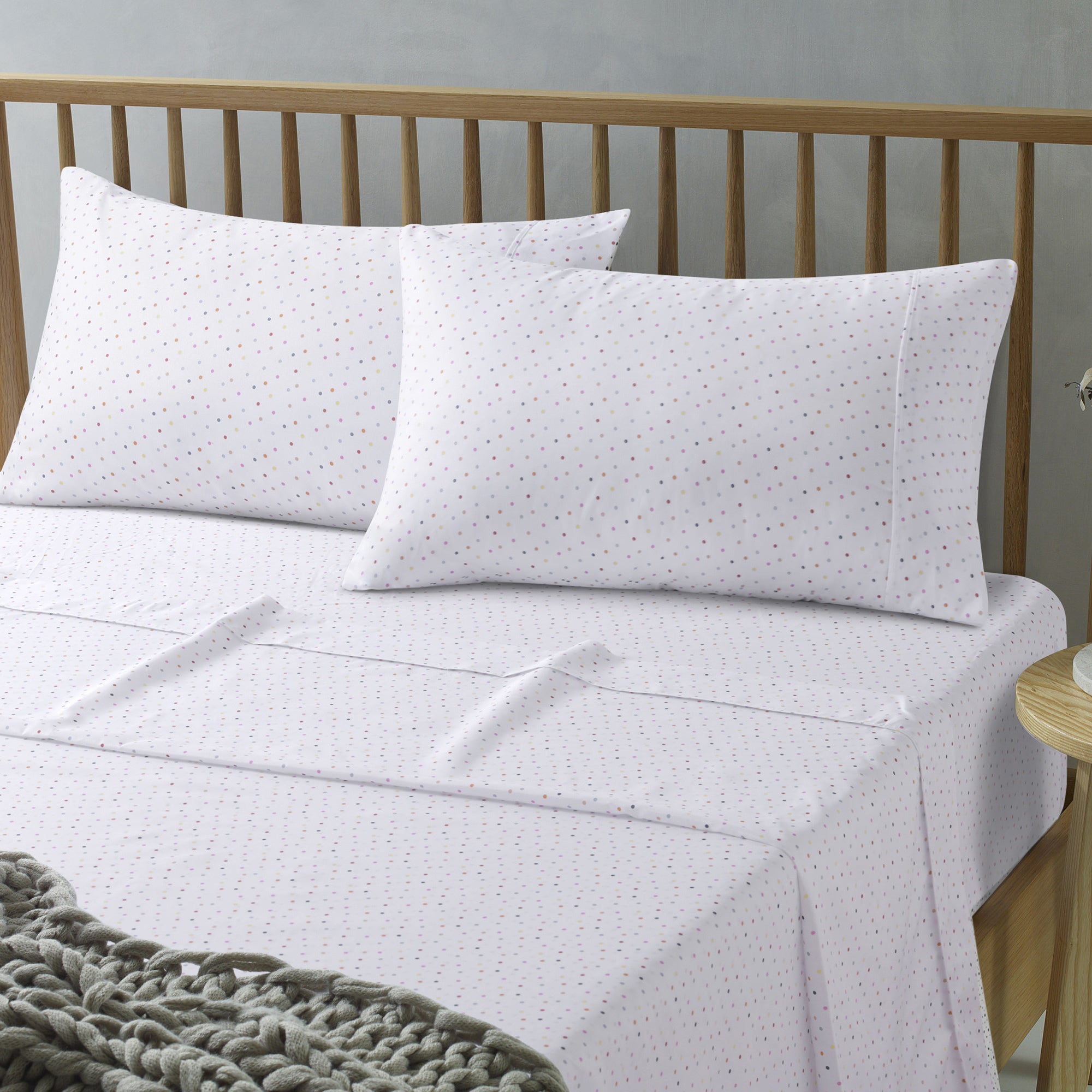 The Big Sleep Polka Printed Microfibre Sheet Set The Big Sleep