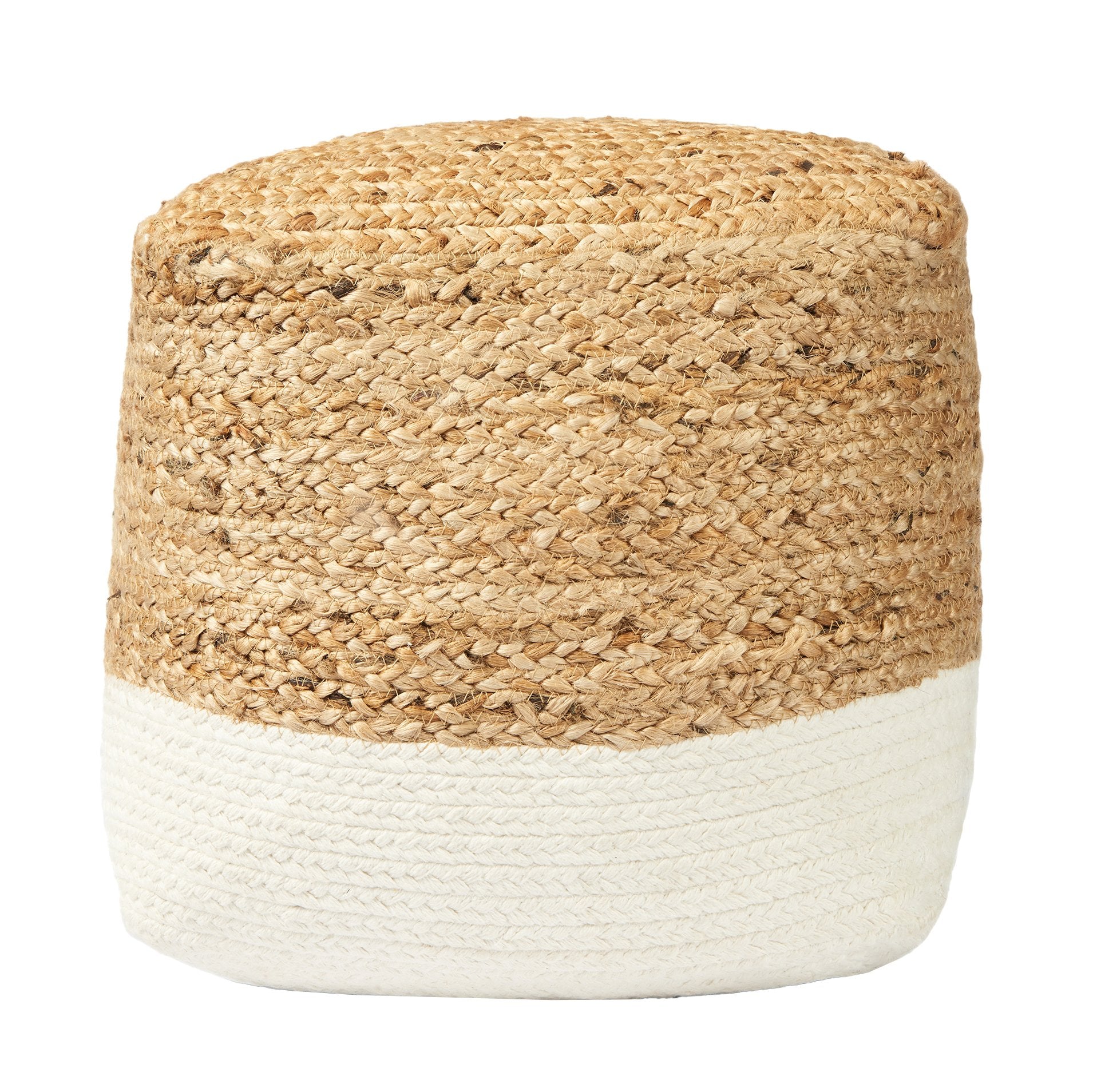 Vintage Design Preston Jute Pouffe - White/Natural Vintage Design