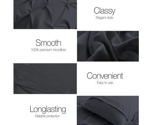 Diamond Pintuck Quilt Cover Set - Black Giselle