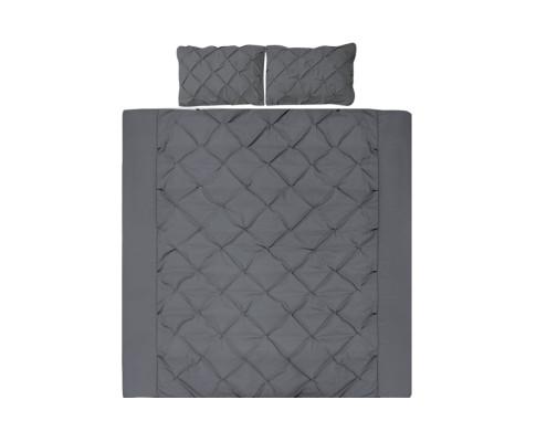 Diamond Pintuck Quilt Cover Set - Charcoal Giselle