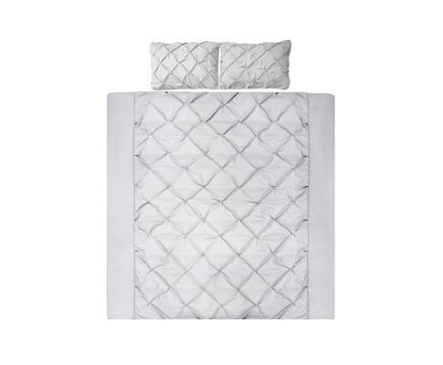 Diamond Pintuck Quilt Cover Set - Grey Giselle