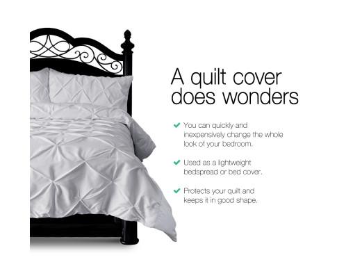 Diamond Pintuck Quilt Cover Set - Grey Giselle