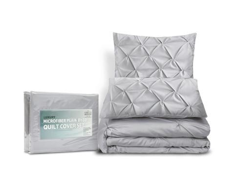 Diamond Pintuck Quilt Cover Set - Grey Giselle
