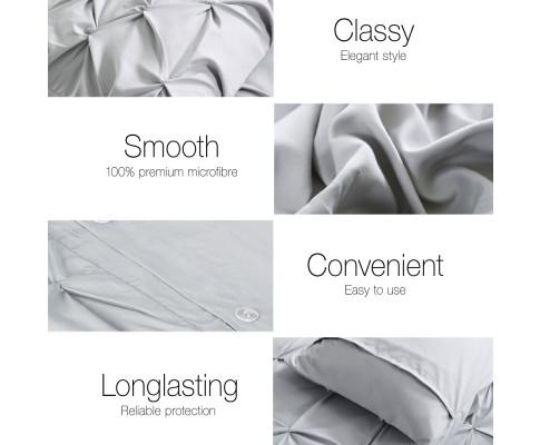 Diamond Pintuck Quilt Cover Set - Grey Giselle