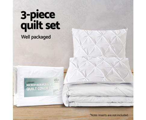 Diamond Pintuck Quilt Cover Set - White Giselle