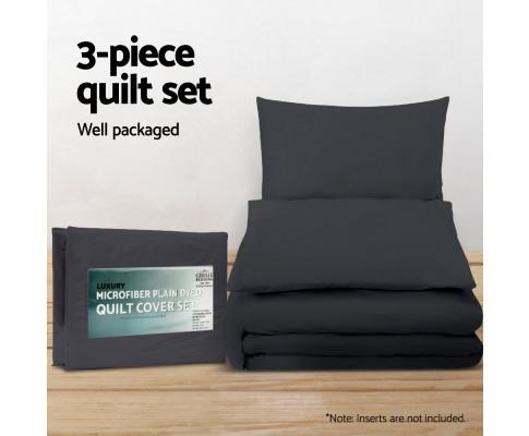 Classic Quilt Cover Set - Black Giselle