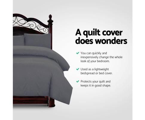 Classic Quilt Cover Set - Charcoal Giselle