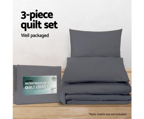 Classic Quilt Cover Set - Charcoal Giselle