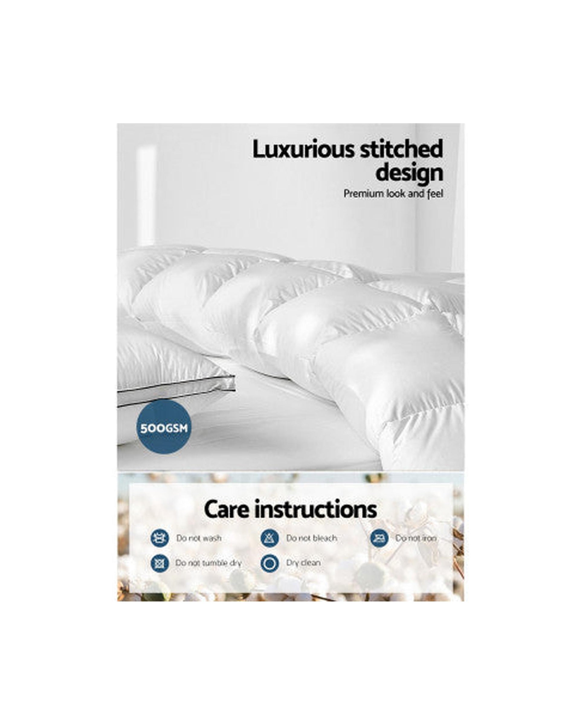 Duck Down Feather Quilt 500GSM Giselle