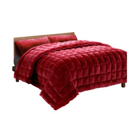Faux Mink Quilt Comforter Throw Blanket Winter Burgundy Giselle
