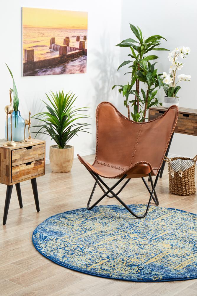 Radiance 411 Royal Blue Round Rug Rug Culture