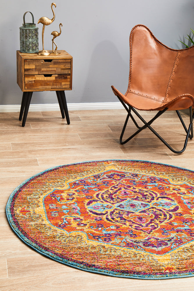 Radiance 422 Tangerine Round Rug Rug Culture