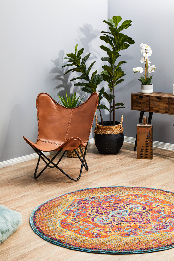 Radiance 422 Tangerine Round Rug Rug Culture