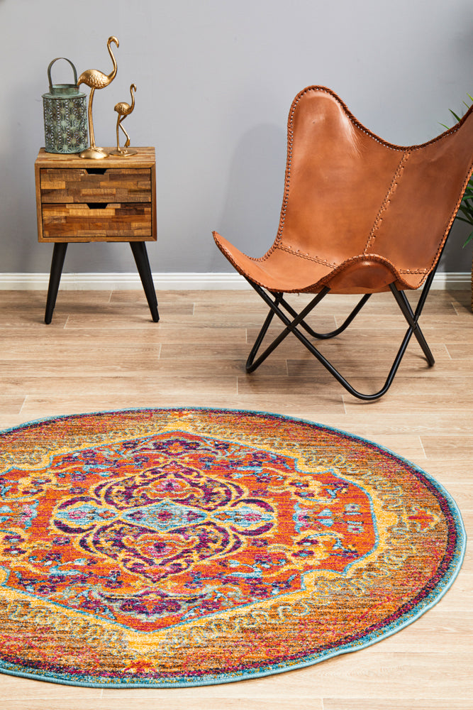 Radiance 422 Tangerine Round Rug Rug Culture
