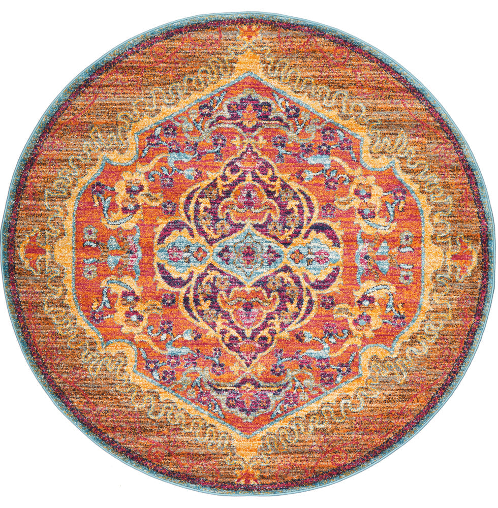 Radiance 422 Tangerine Round Rug Rug Culture