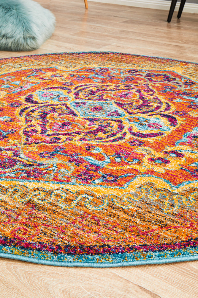 Radiance 422 Tangerine Round Rug Rug Culture
