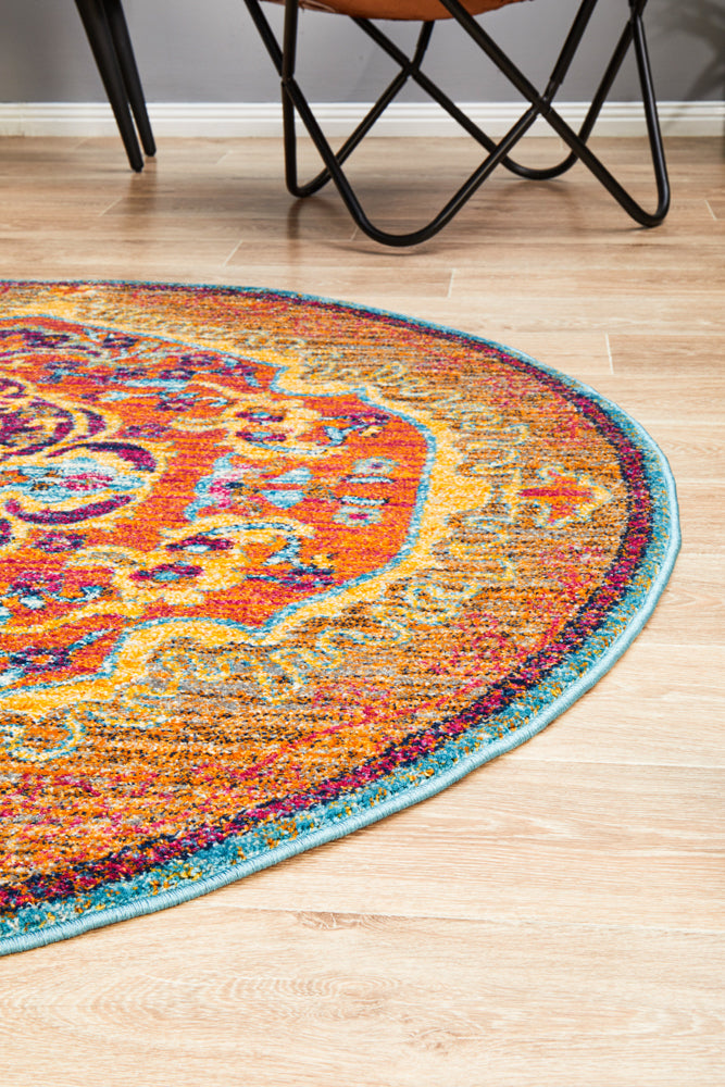 Radiance 422 Tangerine Round Rug Rug Culture