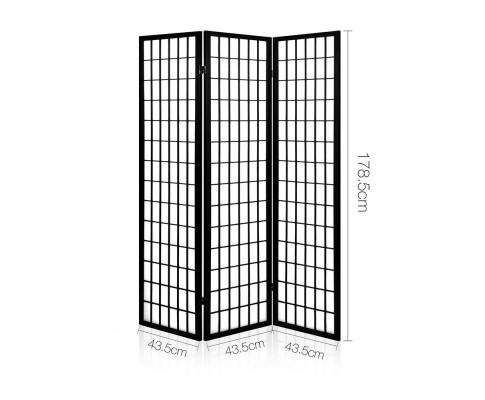 3 Panel Wooden Room Divider - Black Artiss