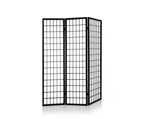 3 Panel Wooden Room Divider - Black Artiss