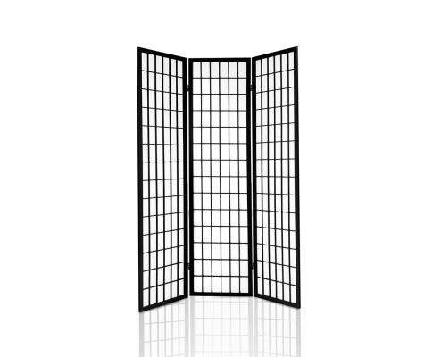 3 Panel Wooden Room Divider - Black Artiss