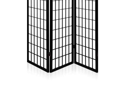3 Panel Wooden Room Divider - Black Artiss