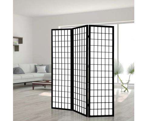 3 Panel Wooden Room Divider - Black Artiss