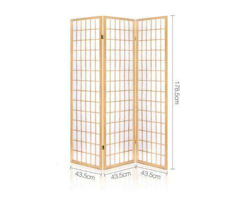 3 Panel Wooden Room Divider - Natural Artiss