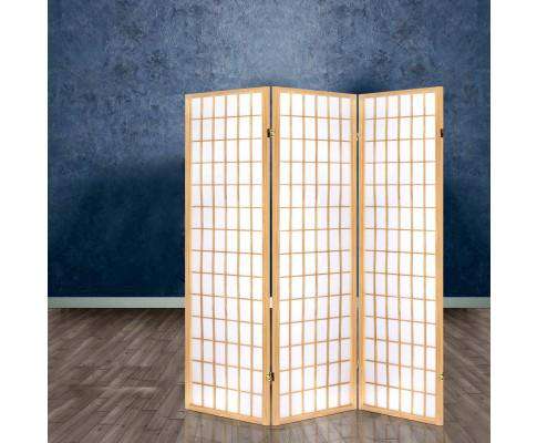 3 Panel Wooden Room Divider - Natural Artiss