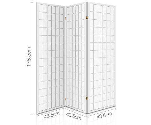 3 Panel Wooden Room Divider - White Artiss