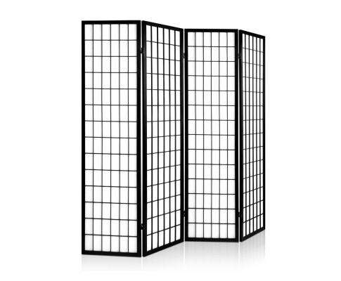 4 Panel Wooden Room Divider - Black Artiss
