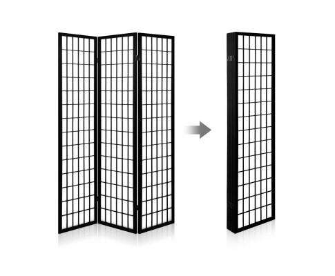 4 Panel Wooden Room Divider - Black Artiss