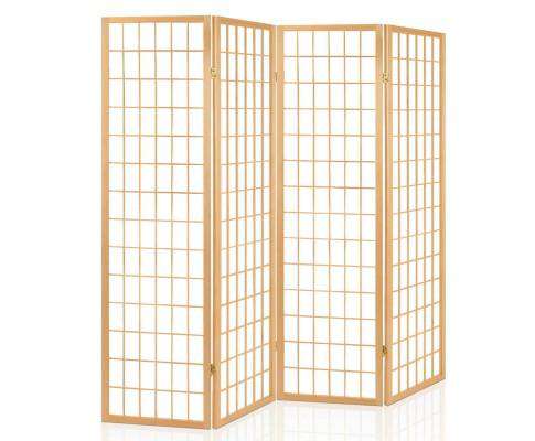 4 Panel Wooden Room Divider - Natural Artiss