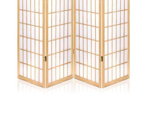 4 Panel Wooden Room Divider - Natural Artiss
