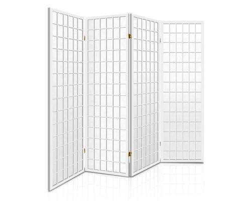 4 Panel Wooden Room Divider - White Artiss