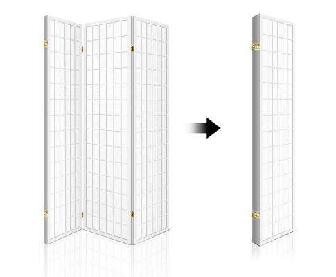 4 Panel Wooden Room Divider - White Artiss