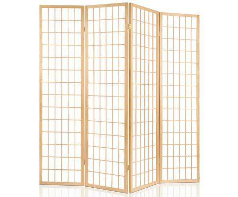 6 Panel Room Divider Privacy Screen Foldable Pine Wood Stand - Natural Artiss