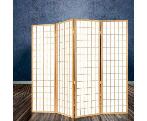6 Panel Room Divider Privacy Screen Foldable Pine Wood Stand - Natural Artiss