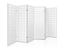 6 Panel Room Divider Privacy Screen Foldable Pine Wood Stand - White Artiss