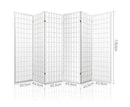 6 Panel Room Divider Privacy Screen Foldable Pine Wood Stand - White Artiss