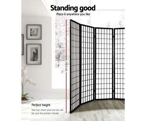 8 Panel Room Divider Privacy Screen Dividers Stand Oriental Vintage - Black Artiss