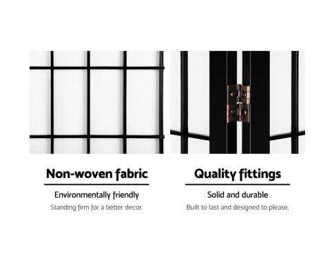 8 Panel Room Divider Privacy Screen Dividers Stand Oriental Vintage - Black Artiss