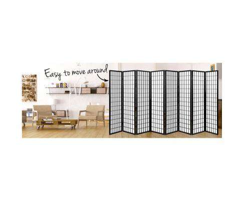 8 Panel Room Divider Privacy Screen Dividers Stand Oriental Vintage - Black Artiss