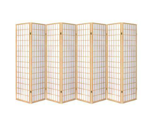 8 Panel Room Divider Privacy Screen Dividers Stand Oriental Vintage - Natural Artiss