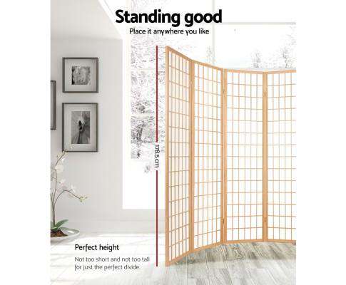 8 Panel Room Divider Privacy Screen Dividers Stand Oriental Vintage - Natural Artiss