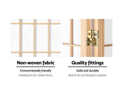 8 Panel Room Divider Privacy Screen Dividers Stand Oriental Vintage - Natural Artiss