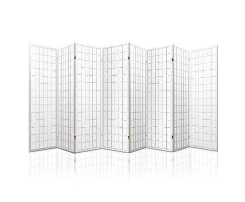 8 Panel Room Divider Privacy Screen Dividers Stand Oriental Vintage - White Artiss