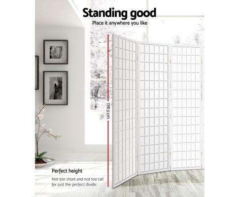 8 Panel Room Divider Privacy Screen Dividers Stand Oriental Vintage - White Artiss