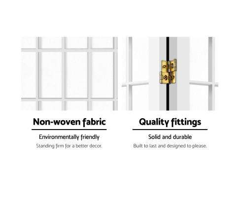 8 Panel Room Divider Privacy Screen Dividers Stand Oriental Vintage - White Artiss