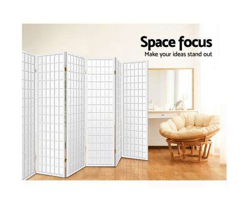 8 Panel Room Divider Privacy Screen Dividers Stand Oriental Vintage - White Artiss
