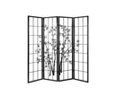 4 Panel Room Divider Screen Privacy Dividers Pine Wood Stand Shoji Bamboo - Black Artiss